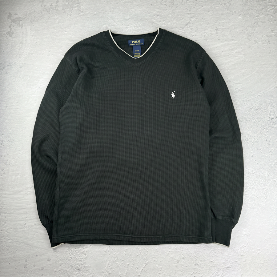 Vintage Polo Ralph Lauren V-Neck Sweatshirt in Schwarz, Größe M – Herren, Bild 2