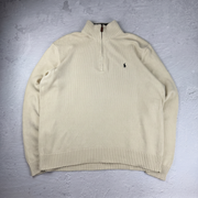 Vintage Polo Ralph Lauren Quarter-Zip Pullover in Beige, Größe XL – Herren, Bild 2