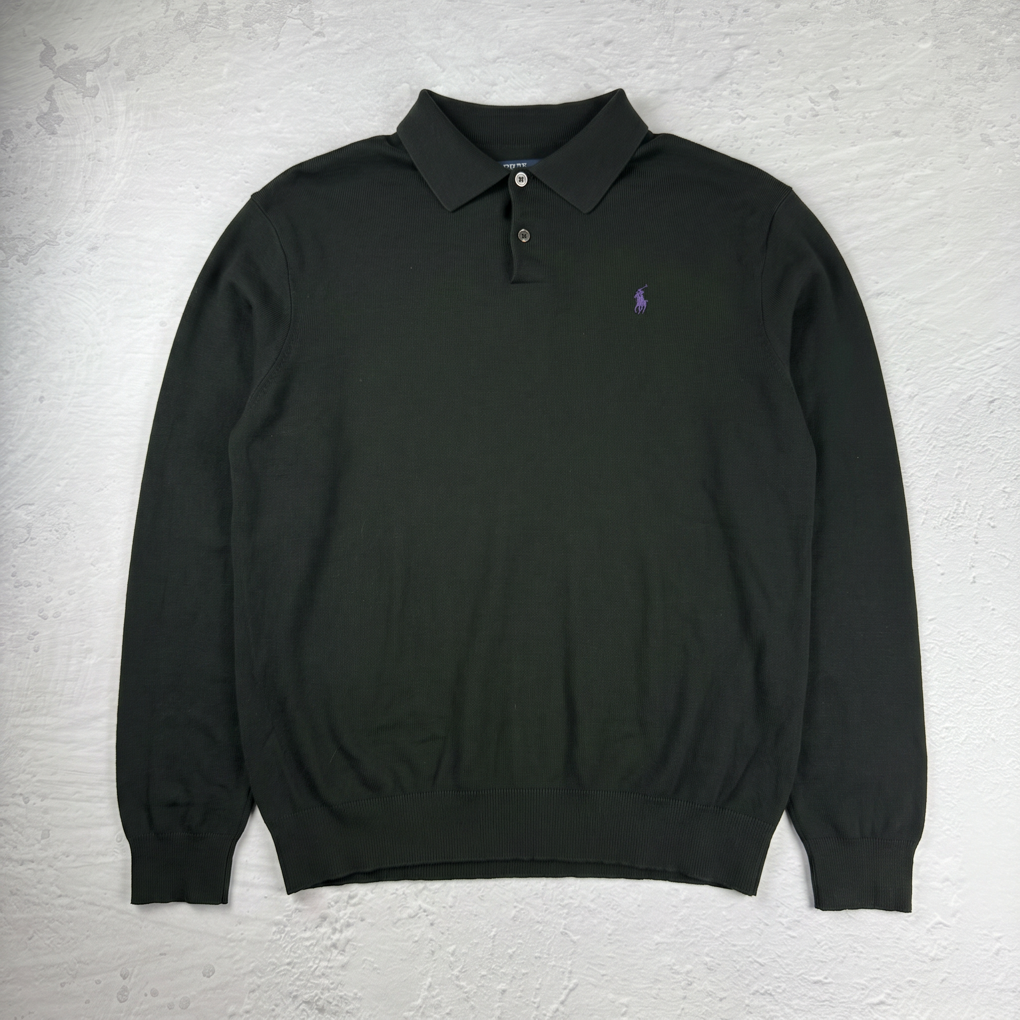 Vintage Polo Ralph Lauren Langarm-Poloshirt in Schwarz, Größe L – Herren, Bild 2