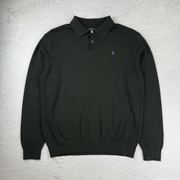 Vintage Polo Ralph Lauren Langarm-Poloshirt in Schwarz, Größe L – Herren, Bild 2