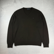 Vintage Polo Ralph Lauren V-Neck Sweatshirt in Schwarz, Größe L – Herren, Bild 2