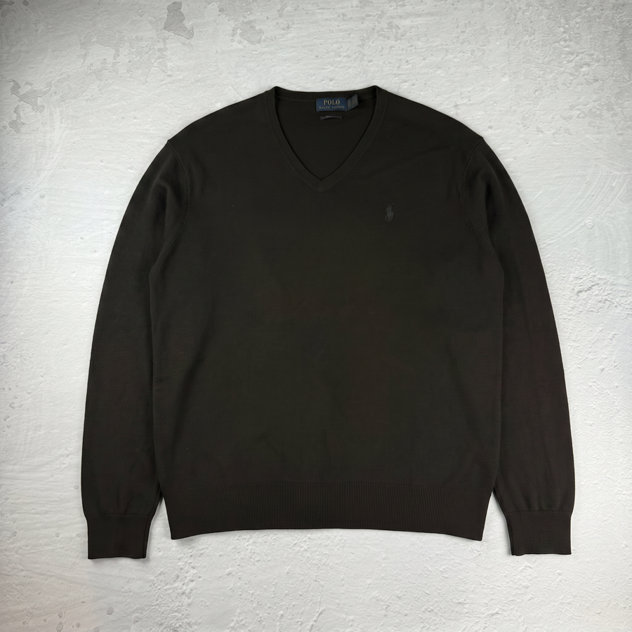 Vintage Polo Ralph Lauren V-Neck Sweatshirt in Schwarz, Größe L – Herren, Bild 2