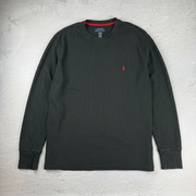 Vintage Polo Ralph Lauren Waffle Strick Sweatshirt in Schwarz, Größe L – Herren, Bild 2