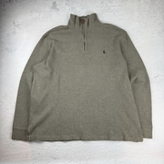 Vintage Polo Ralph Lauren Quarter-Zip Sweatshirt in Beige/Grün, Größe XL – Herren, Bild 2