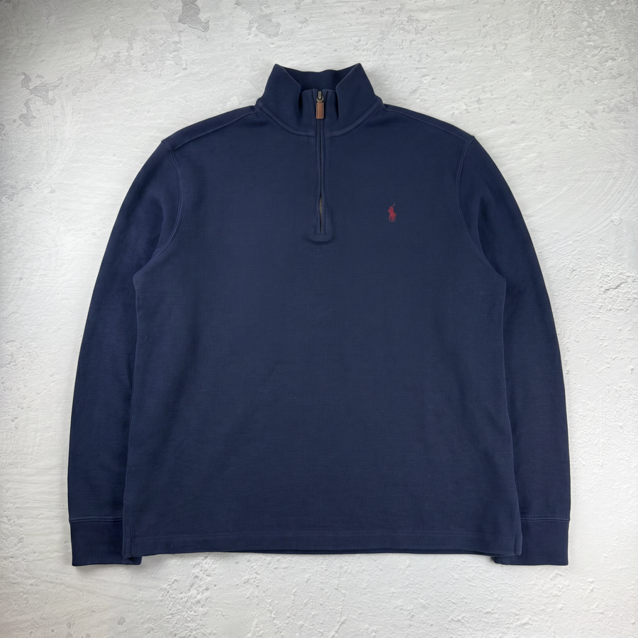 Vintage Polo Ralph Lauren Quarter-Zip Sweatshirt in Blau, Größe M – Herren, Bild 2