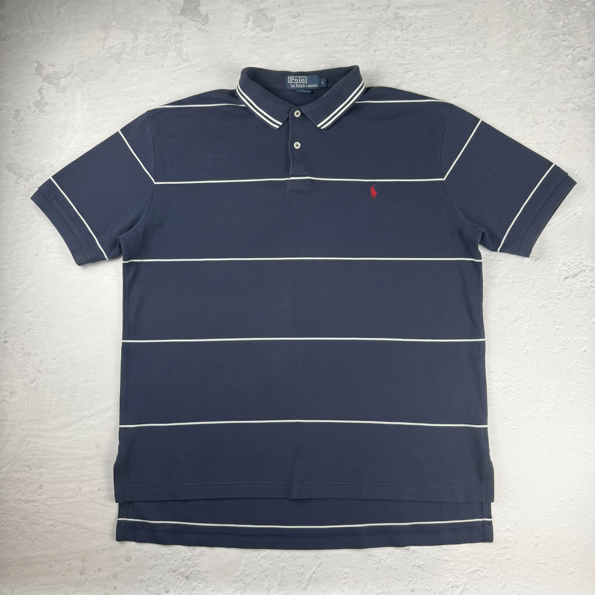 Vintage Polo Ralph Lauren Poloshirt gestreift in Blau/Weiß, Größe L – Herren, Bild 2