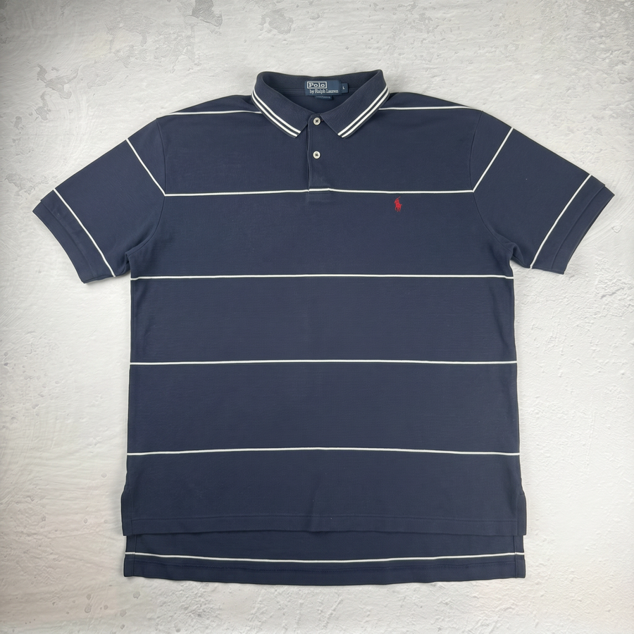 Vintage Polo Ralph Lauren Poloshirt gestreift in Blau/Weiß, Größe L – Herren, Bild 2