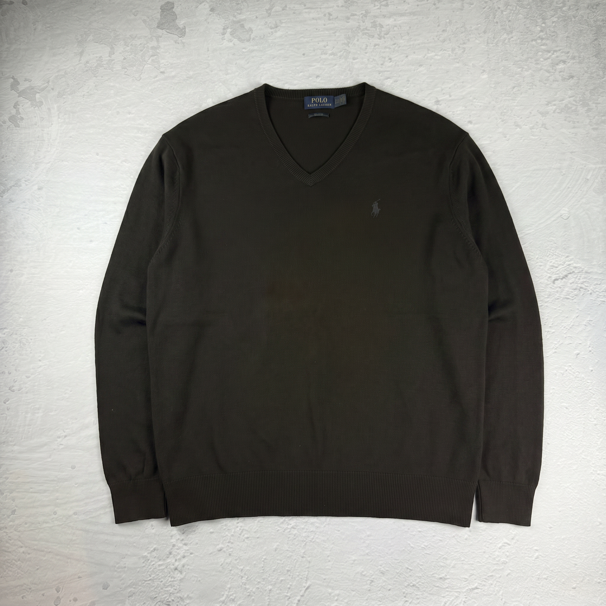 Vintage Polo Ralph Lauren V-Neck Sweatshirt Merino in Schwarz, Größe L – Herren, Bild 2