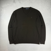 Vintage Polo Ralph Lauren V-Neck Sweatshirt Merino in Schwarz, Größe L – Herren, Bild 2