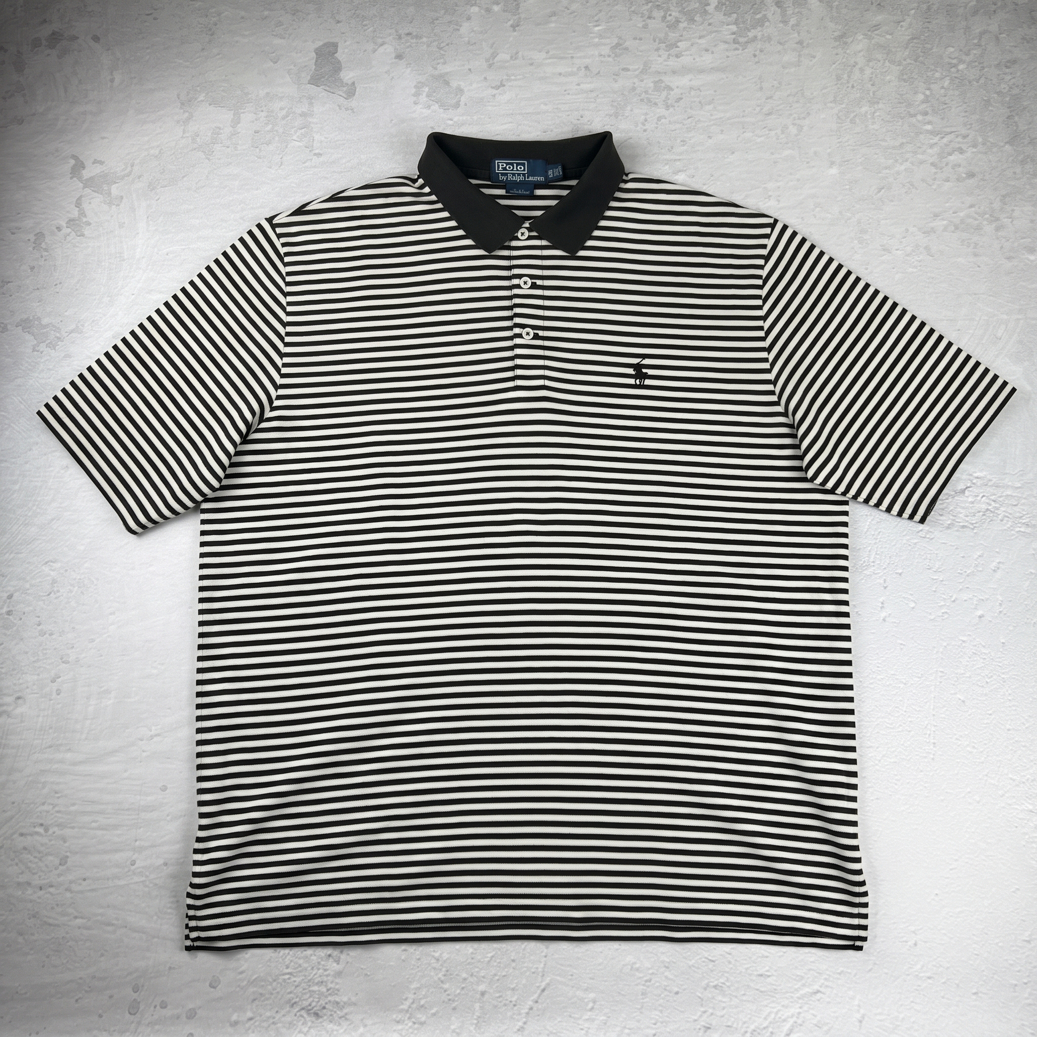 Vintage Polo Ralph Lauren Poloshirt gestreift in Schwarz/Weiß, Größe XL – Herren, Bild 2
