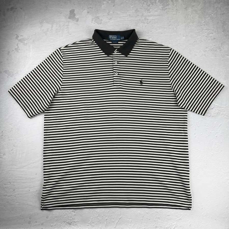 Vintage Polo Ralph Lauren Poloshirt gestreift in Schwarz/Weiß, Größe XL – Herren, Bild 2