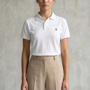 Vintage Ralph Lauren Poloshirt in Weiß, Größe L – Damen