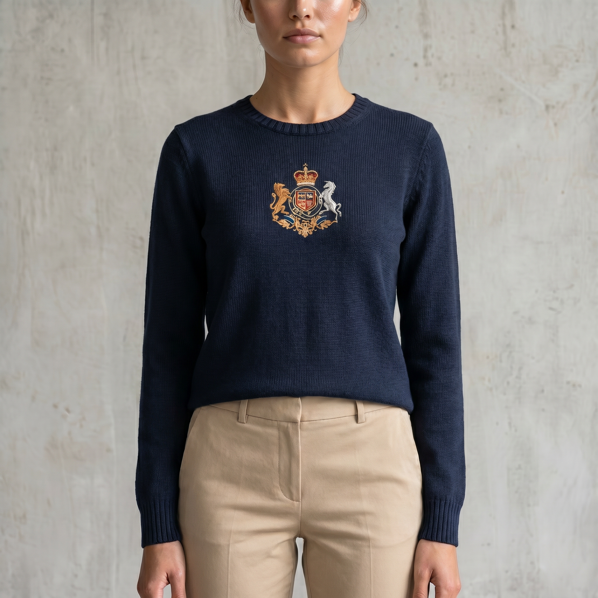 Vintage Ralph Lauren Strickpullover in Blau, Größe L – Damen