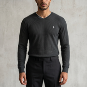 Vintage Polo Ralph Lauren V-Neck Sweatshirt in Schwarz, Größe M – Herren