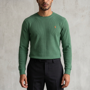 Vintage Polo Ralph Lauren Waffle Sweatshirt in Grün, Größe L – Herren