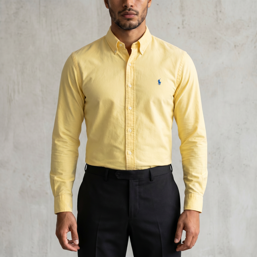 Vintage Ralph Lauren Hemd in Gelb, Größe L – Herren