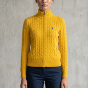 Vintage Ralph Lauren Strickjacke in Gelb, Größe M – Damen