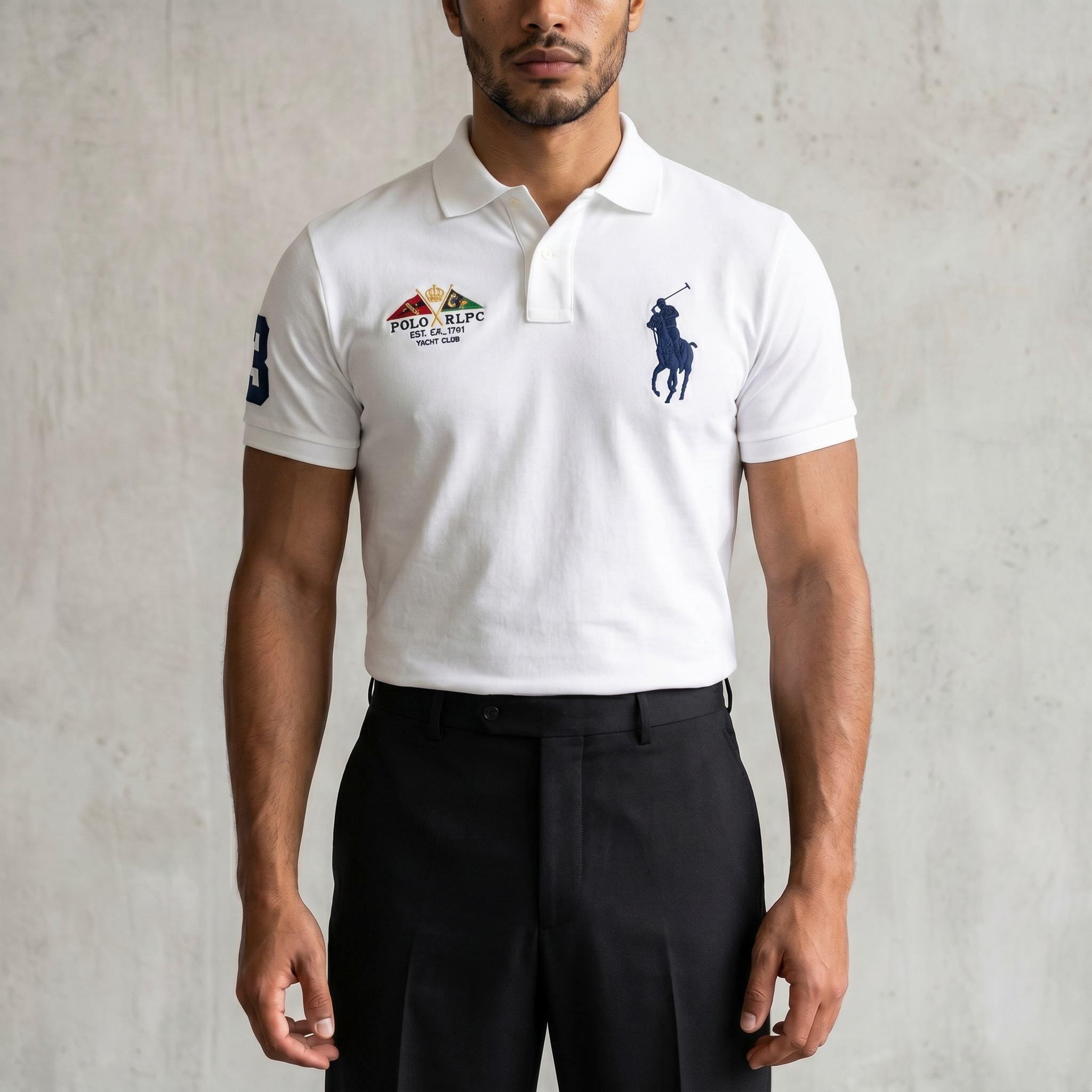 Vintage Polo Ralph Lauren Polohemd Slim Fit in Weiß, Größe L – Herren