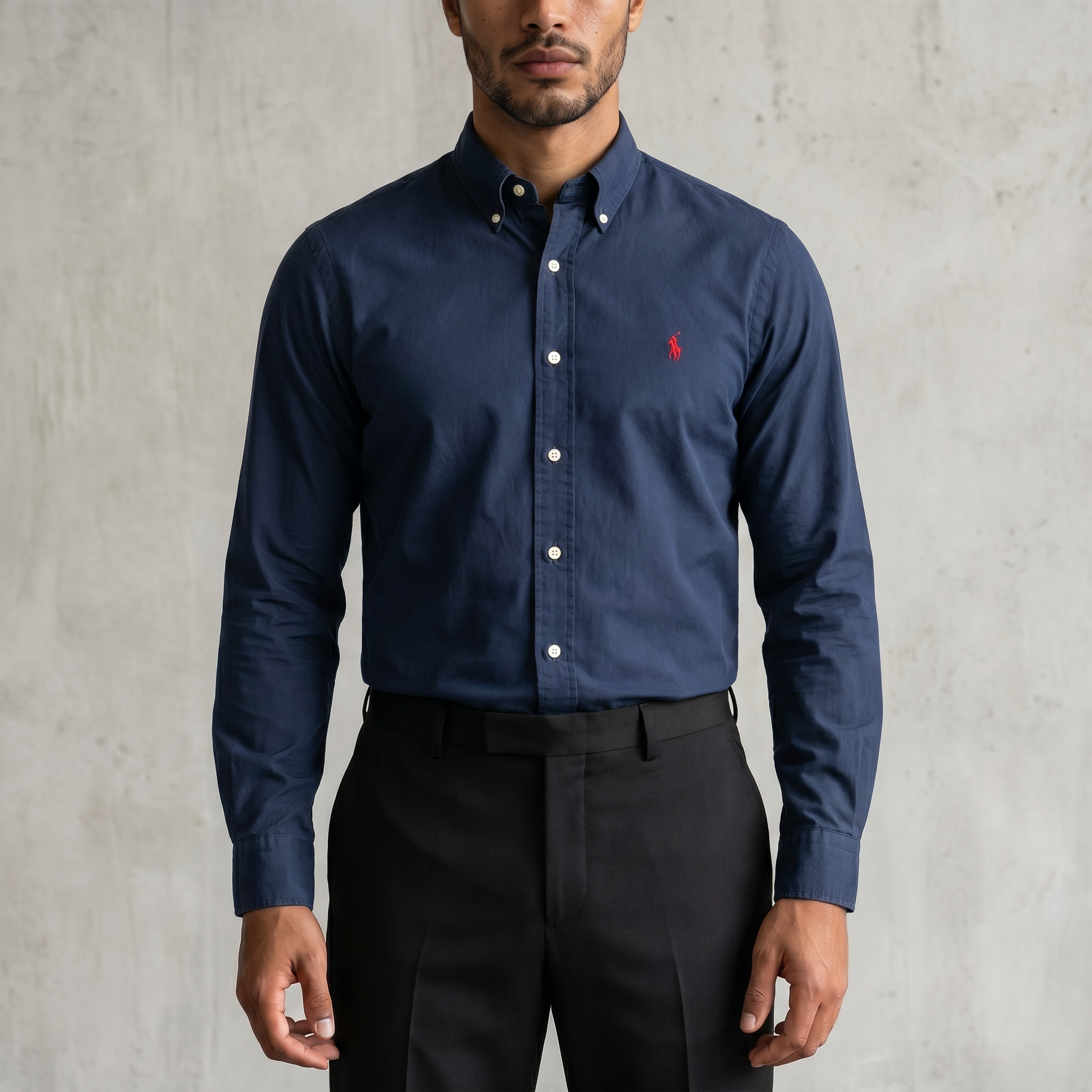 Vintage Polo Ralph Lauren Hemd Langarm in Blau, Größe M – Herren