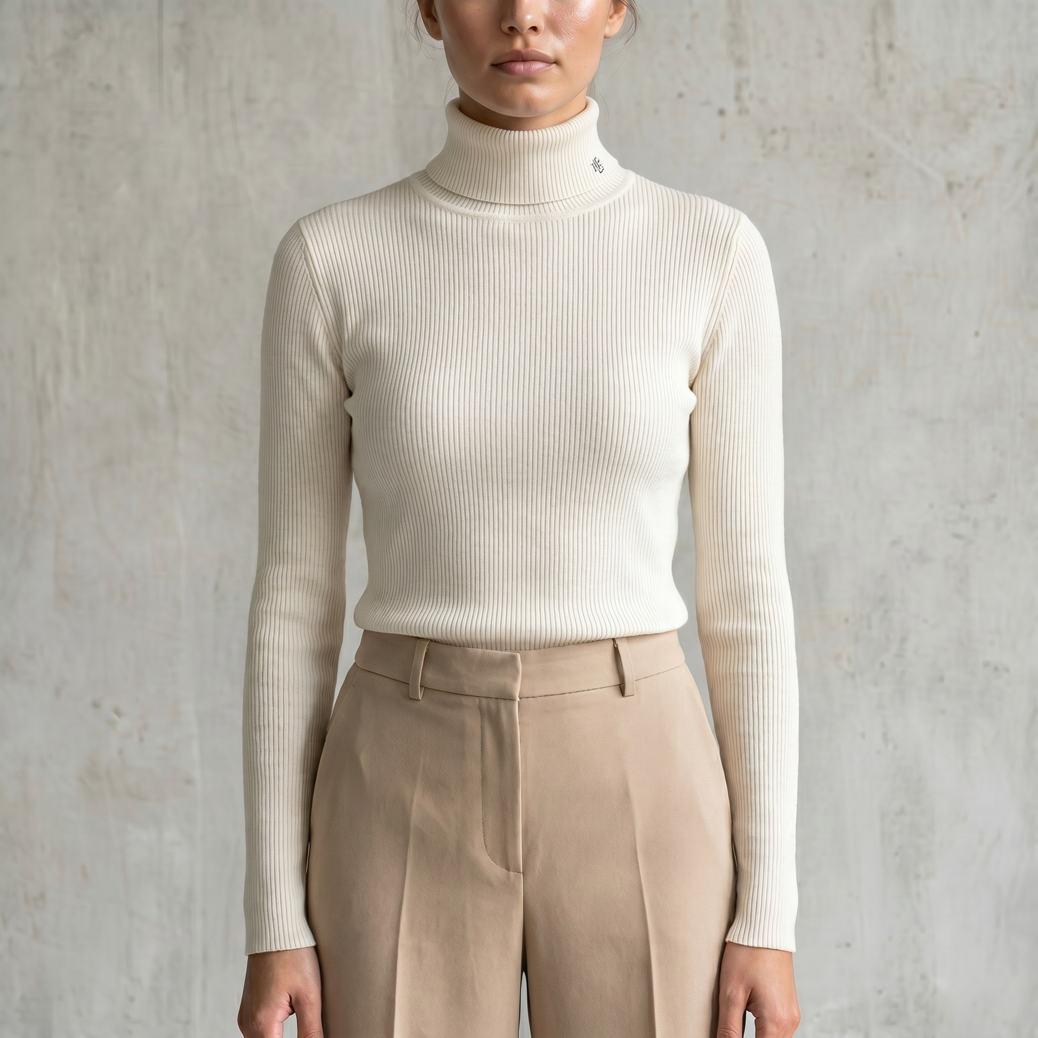Vintage Lauren Ralph Lauren Rollkragen-Strickpullover in Weiß, Größe XL – Damen
