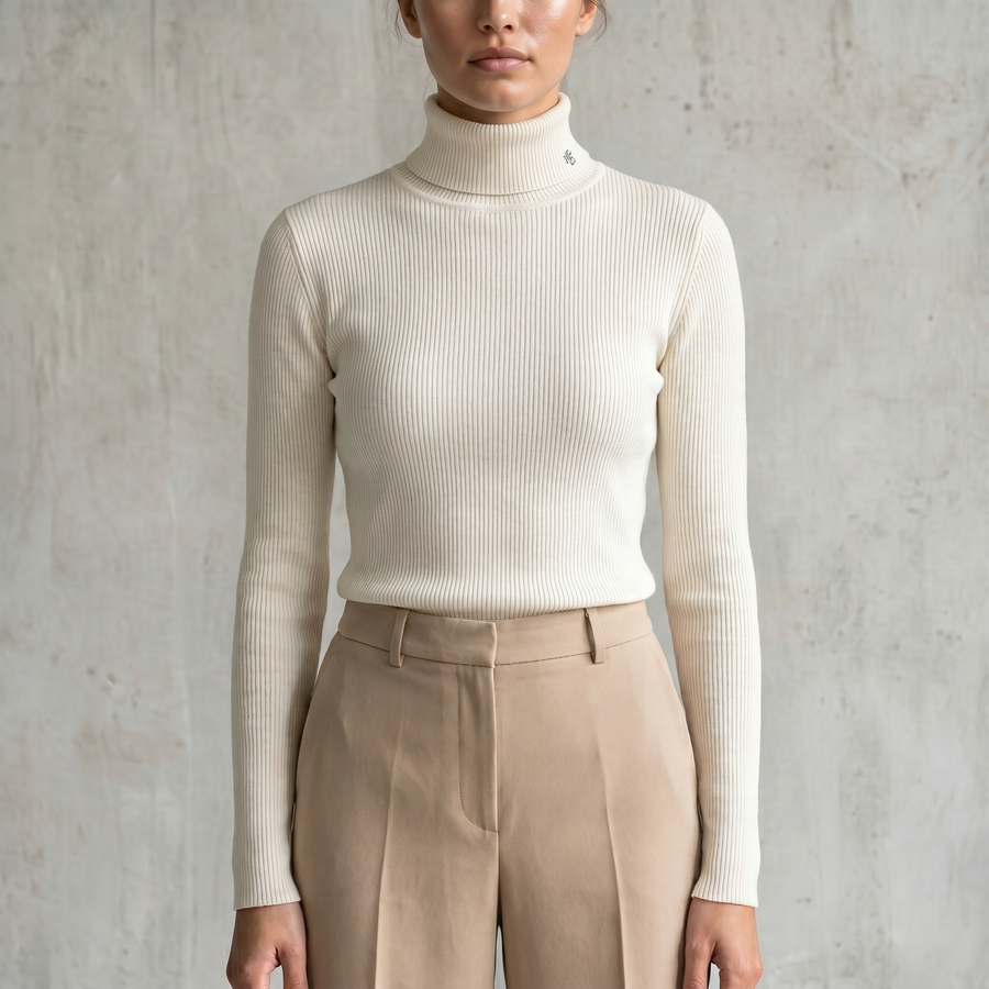 Vintage Lauren Ralph Lauren Rollkragen-Strickpullover in Weiß, Größe XL – Damen