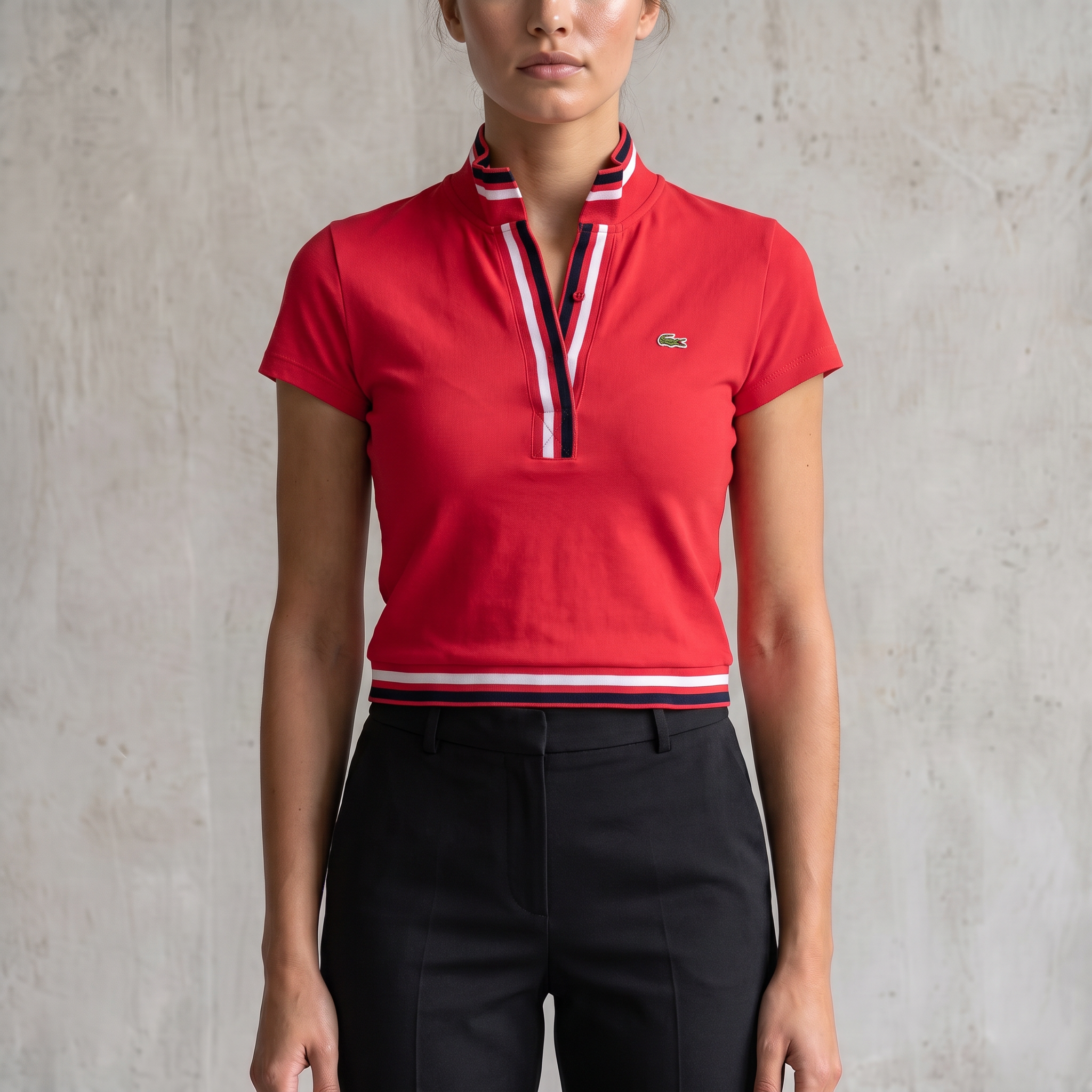 Vintage Lacoste Poloshirt in Pink, Größe 36 (XS) – Damen, am Model getragen