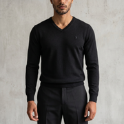 Vintage Polo Ralph Lauren V-Neck Sweatshirt in Schwarz, Größe L – Herren