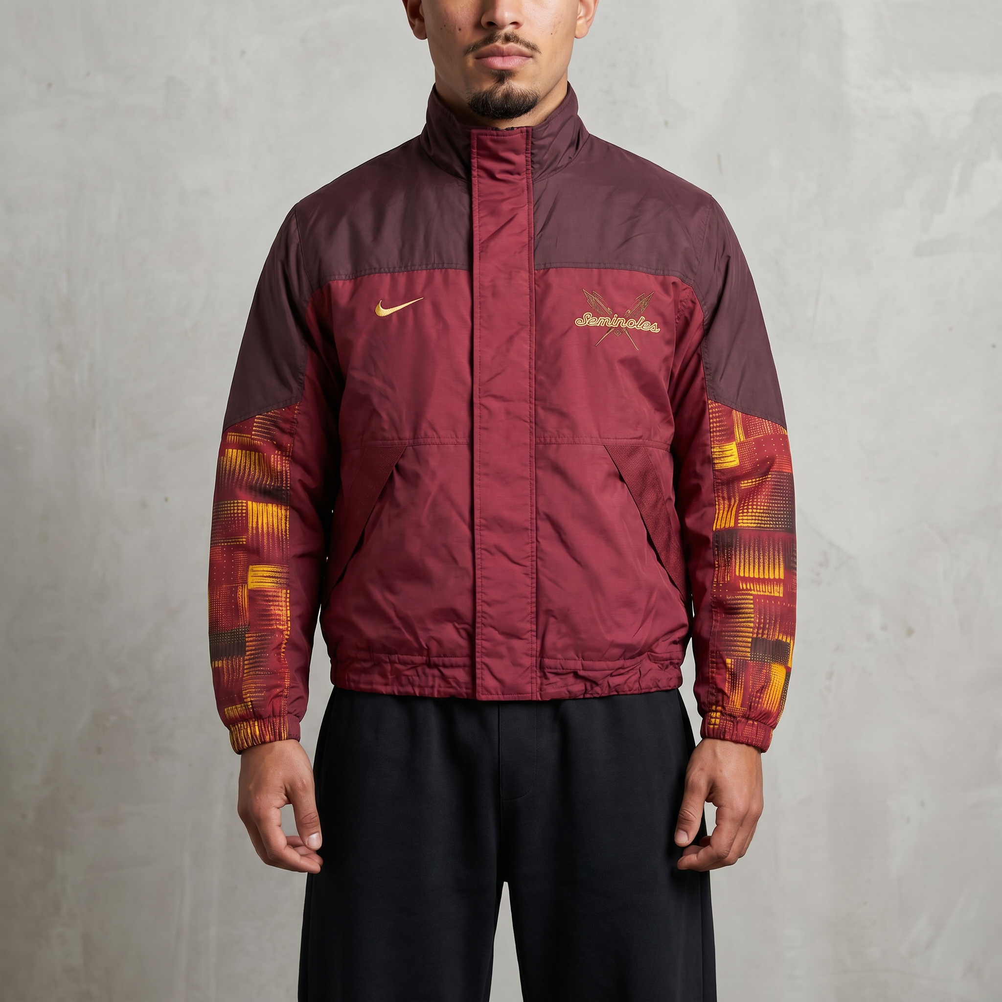 Vintage Nike College Team Jacke in Rot, Größe L – Herren