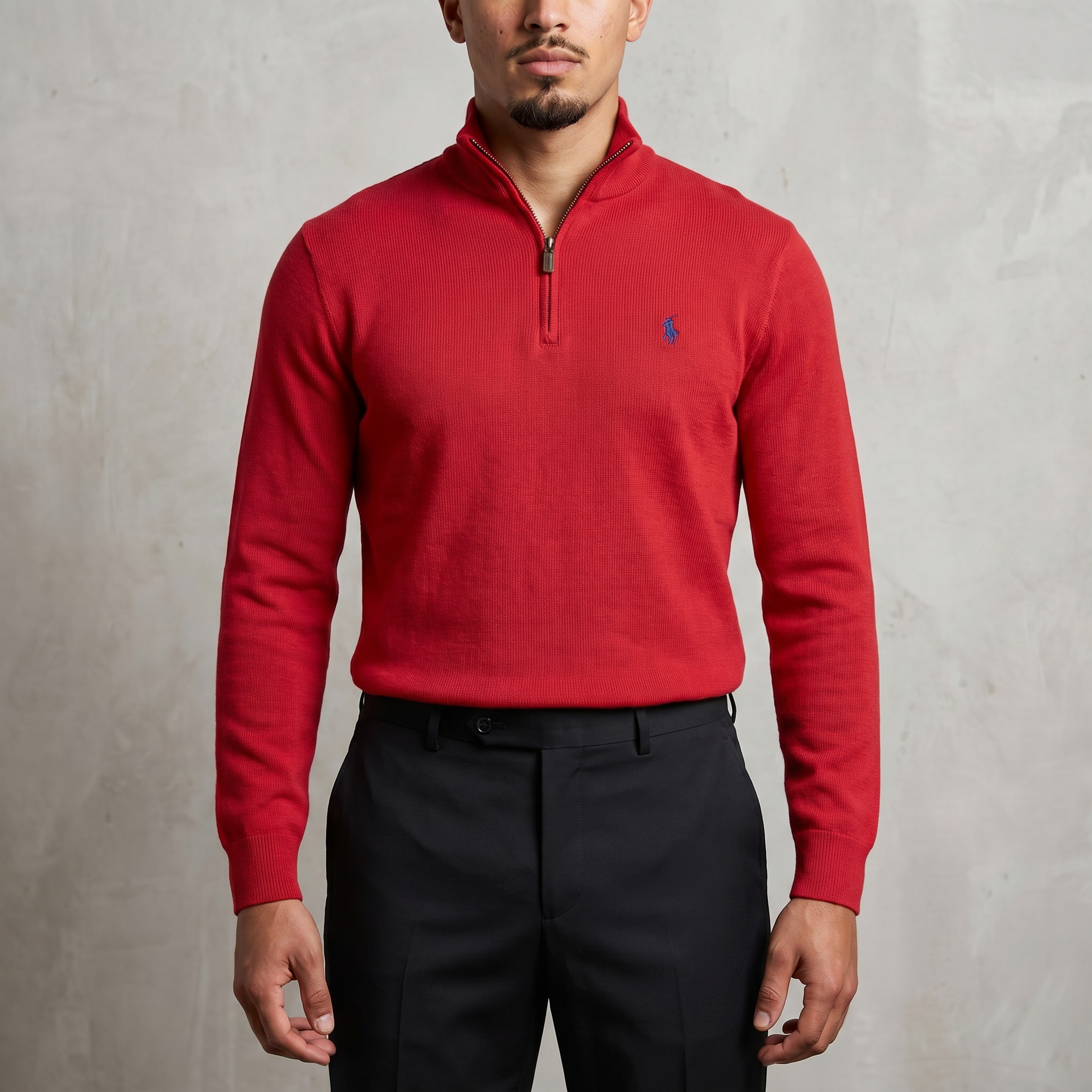 Vintage Polo Ralph Lauren Quarter-Zip Sweatshirt in Rot, Größe XL – Herren