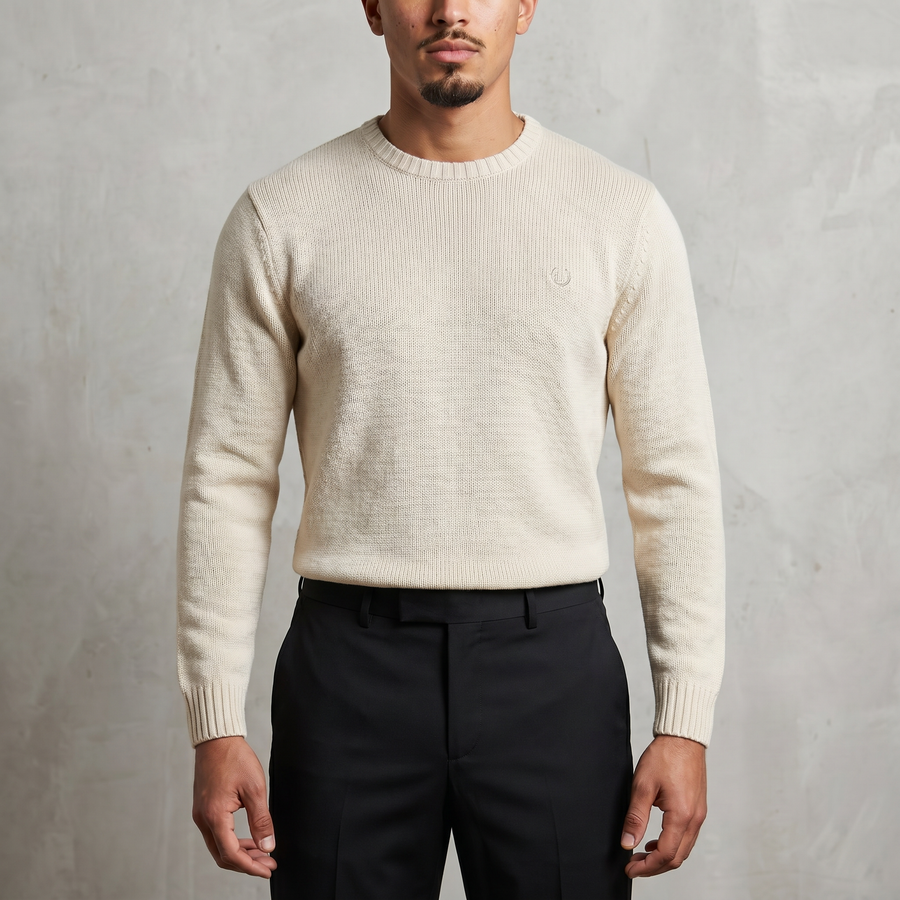 Vintage Chaps Ralph Lauren Strickpullover in Beige, Größe L – Herren