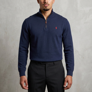 Vintage Polo Ralph Lauren Quarter-Zip Sweatshirt in Blau, Größe M – Herren