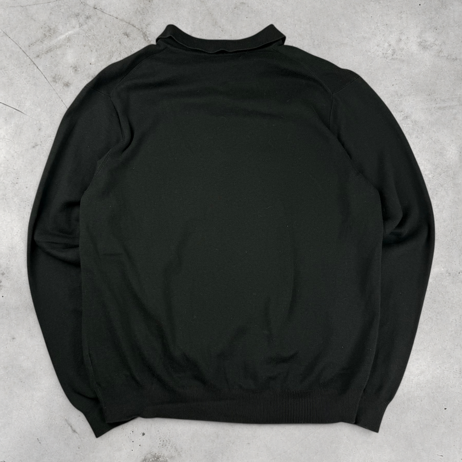 Wytek vintage Polo Ralph Lauren long sleeve black polo shirt in 100% Pima cotton, back view