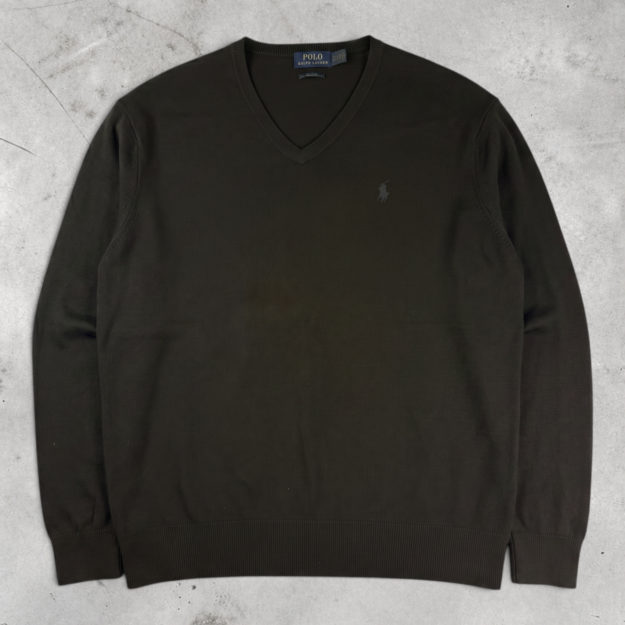 Wytek vintage black Polo Ralph Lauren V-neck sweater made of soft merino wool with embroidered logo