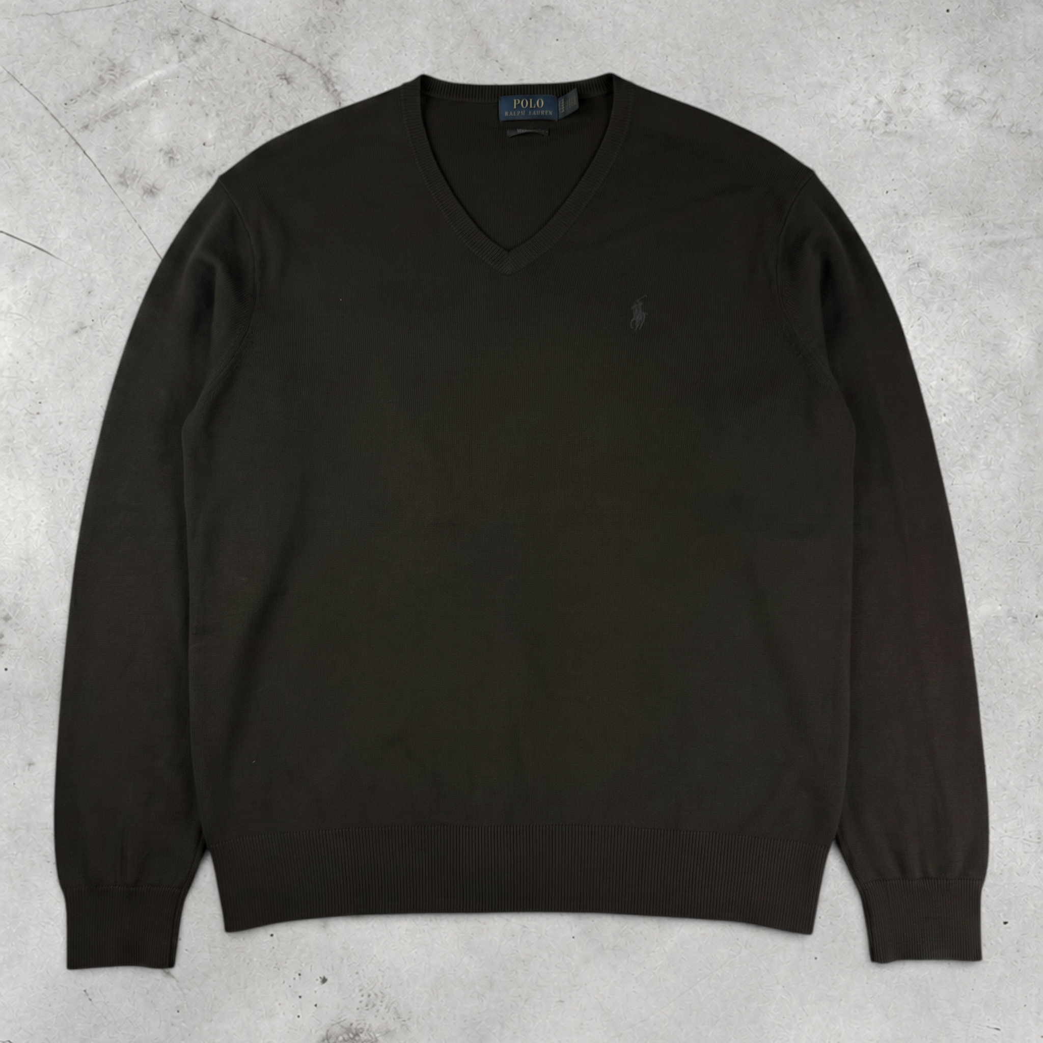 Wytek vintage black Polo Ralph Lauren cotton V-neck sweatshirt with embroidered logo