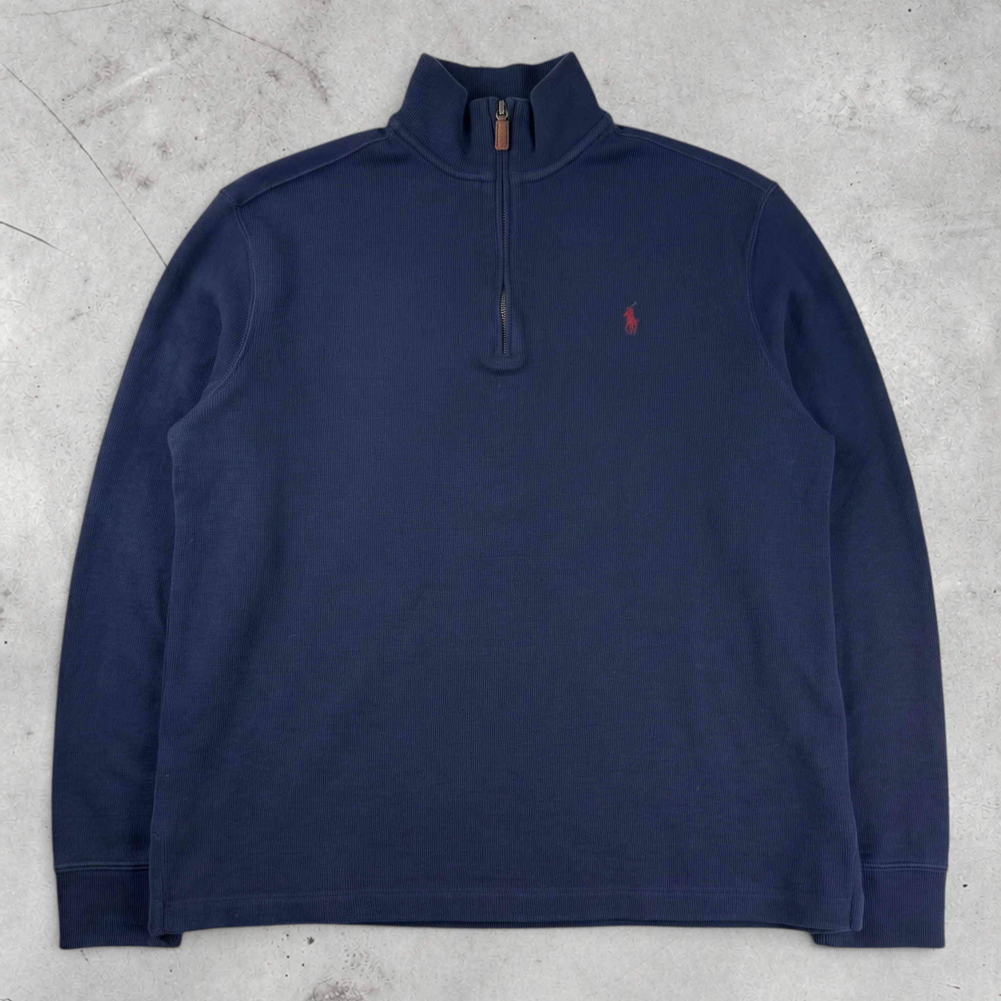 Wytek vintage blue Polo Ralph Lauren cotton quarter-zip sweatshirt with small front stain