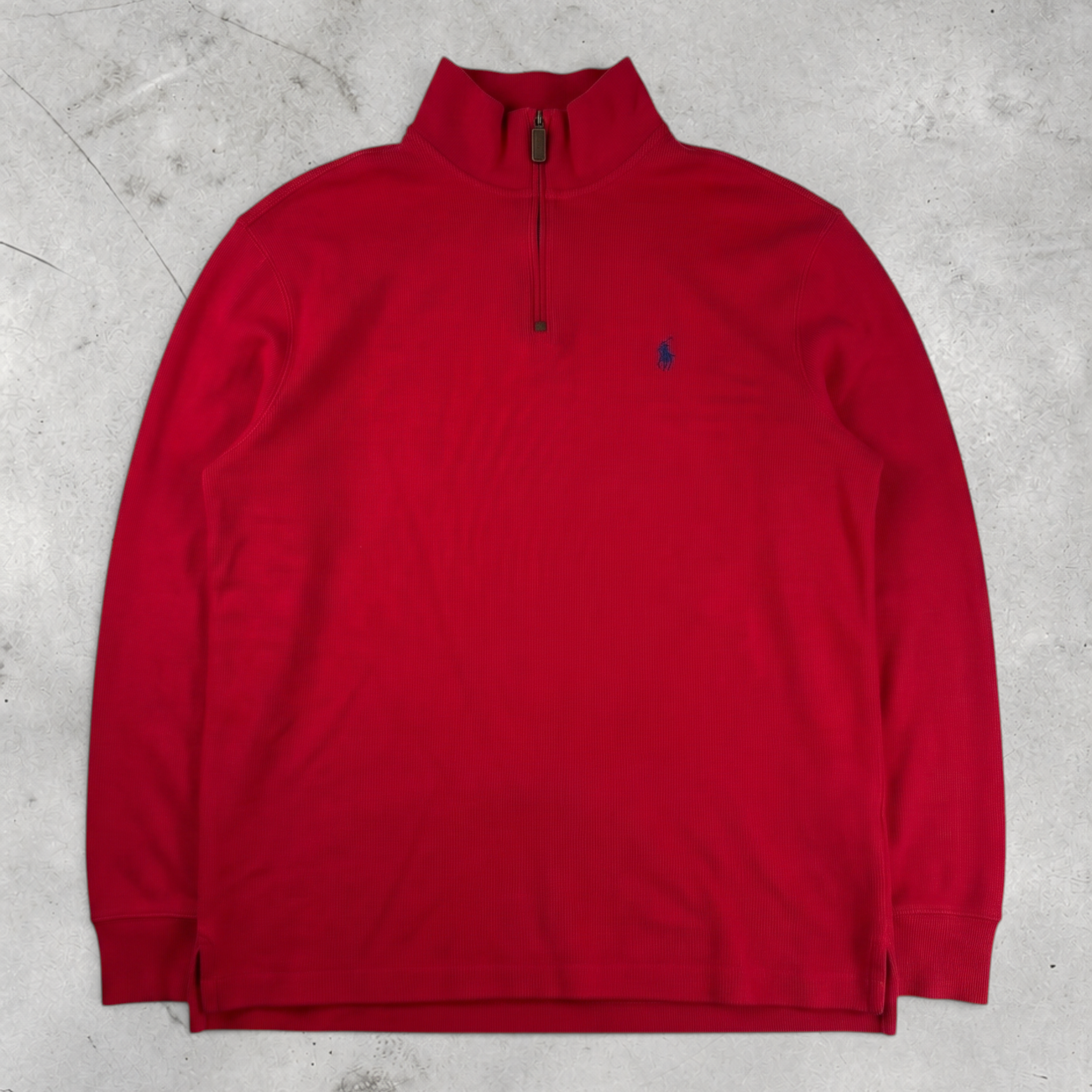 Wytek vintage red Polo Ralph Lauren quarter-zip cotton sweatshirt with embroidered logo on chest