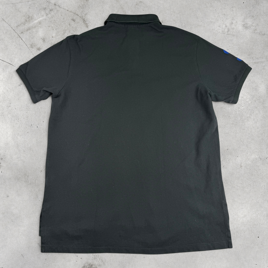 Wytek vintage black Ralph Lauren Big Pony cotton polo shirt, back view showing short sleeves and classic collar.