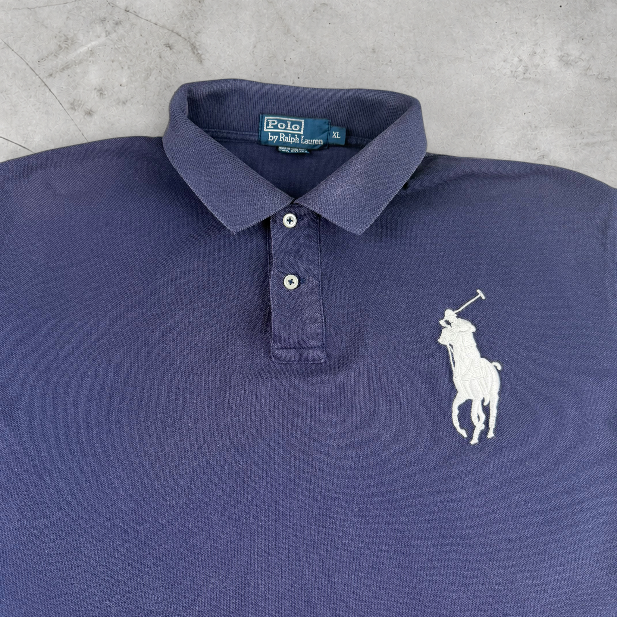Wytek vintage blue Ralph Lauren cotton polo shirt with white embroidered logo on the chest