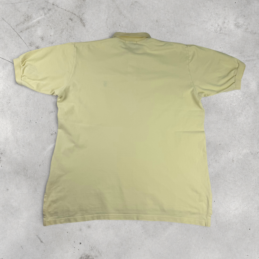 Wytek vintage Ralph Lauren yellow cotton polo shirt, size XL, back view showing classic collar and short sleeves.
